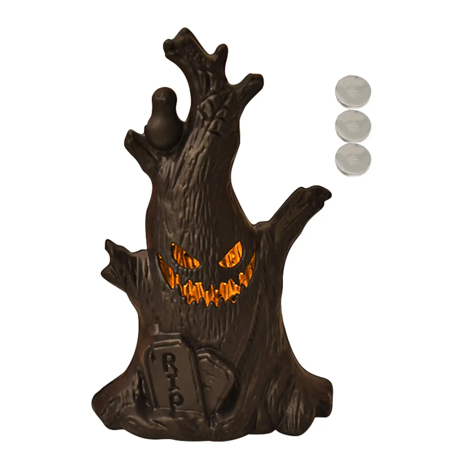 Tree Stump Night Light Desk Tiny Decor Home Ornament Halloween Mini Figurine