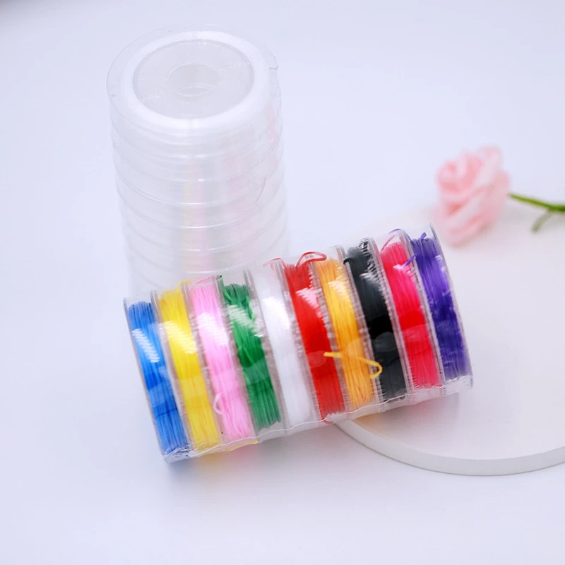 10 Rollen/Set Elastische Kristallschnur in verschiedenen Farben, Perlenfaden für DIY-Bastelarbeiten, Ornamentherstellung, handgemachte Accessoires – Detail 6