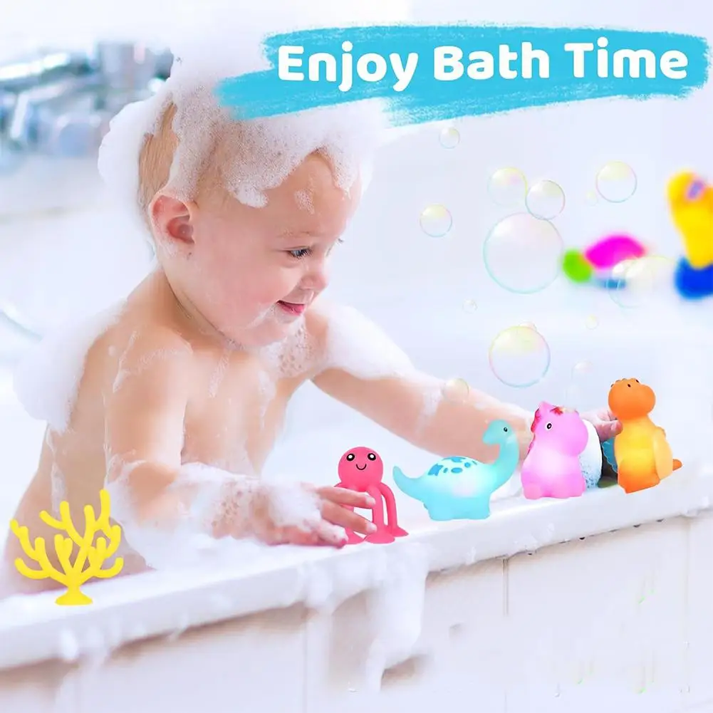 متوهجة ديناصور حمام لعبة الكرتون القط الكلب مزرعة الحيوان الطفل الفينيل الحمام متعة العائمة اللمس لعبة هدية ضوء حمام لعبة الاستشعار Y6B0 #1