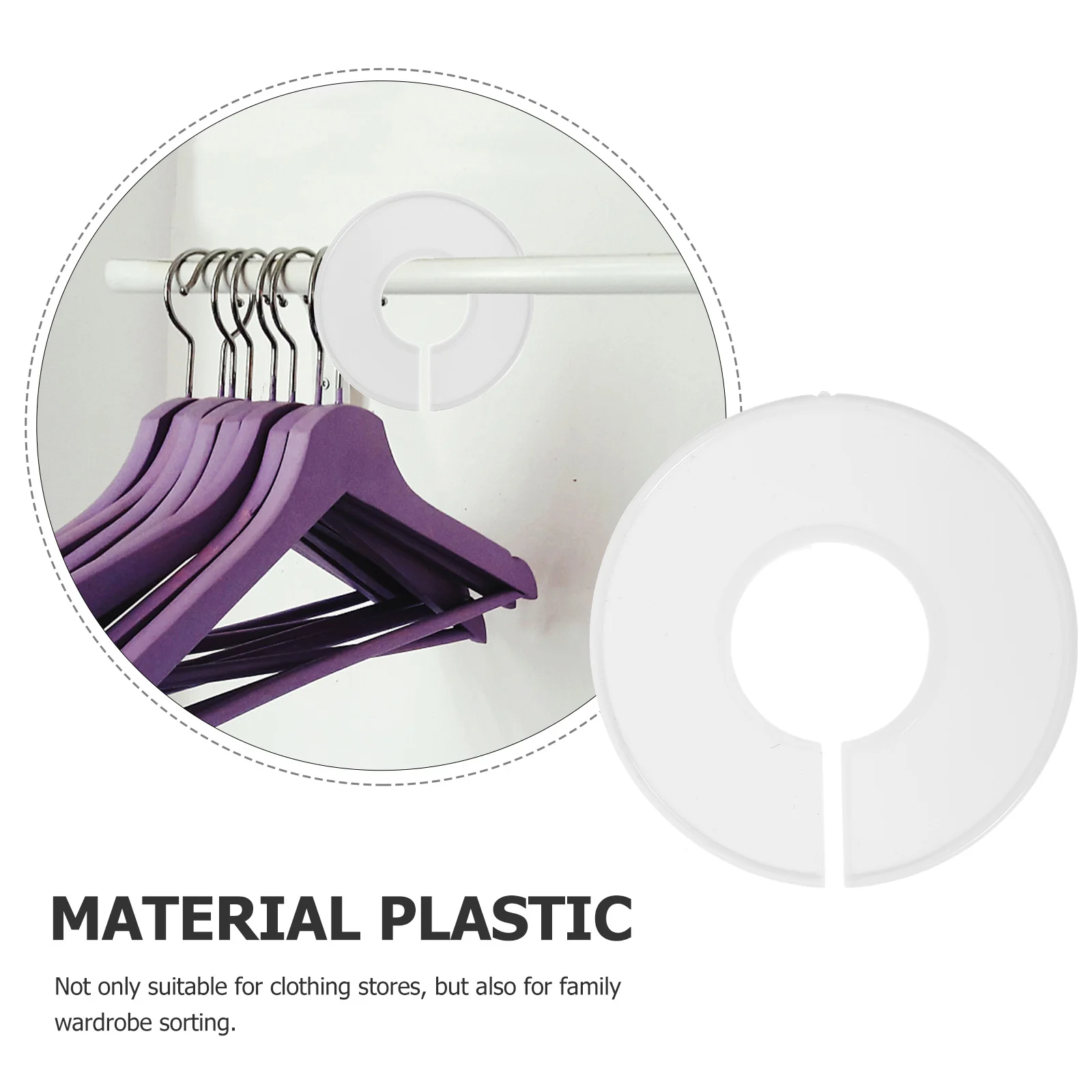 

50 Pcs Size Divider Clothes Hanger Wardrobe Dividers Closet Hanging Round Clothing for Racks Plastic Organizer Travel