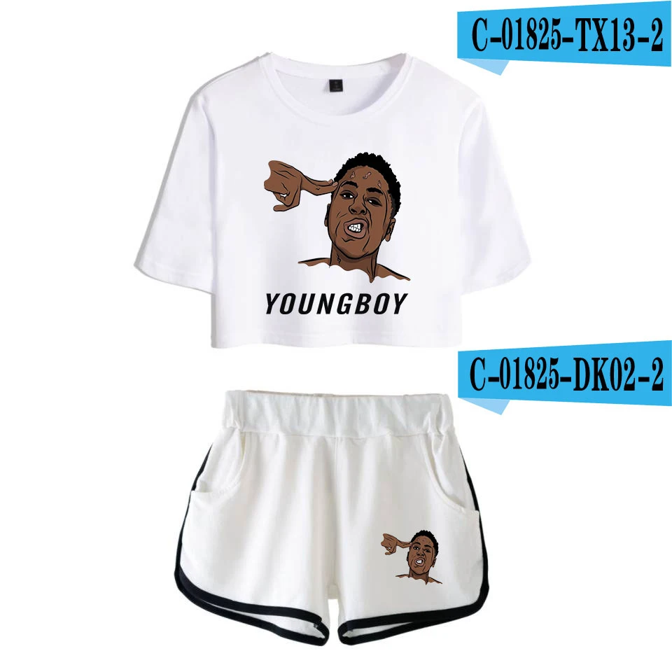 Rapper YoungBoy Never Broke Again Tracksuit Women Two Piece Set Top and Shorts Outfits Casual Sportwear Streetwear Y2K Clothes