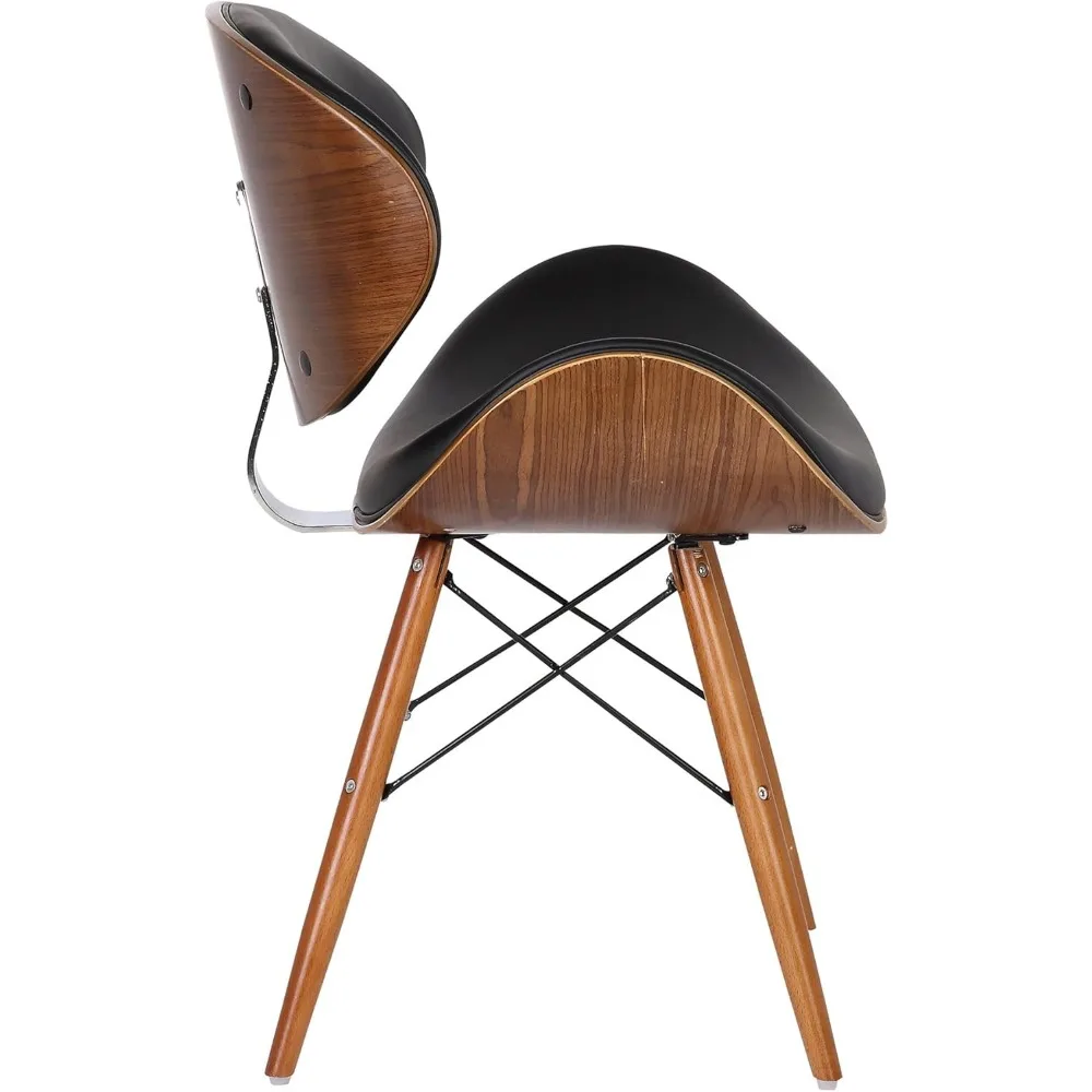 كرسي طعام كاسي من أرمين ليفينج - جلد صناعي أسود مع خشب الجوز، الأبعاد 20 × 21 × 31 بوصة