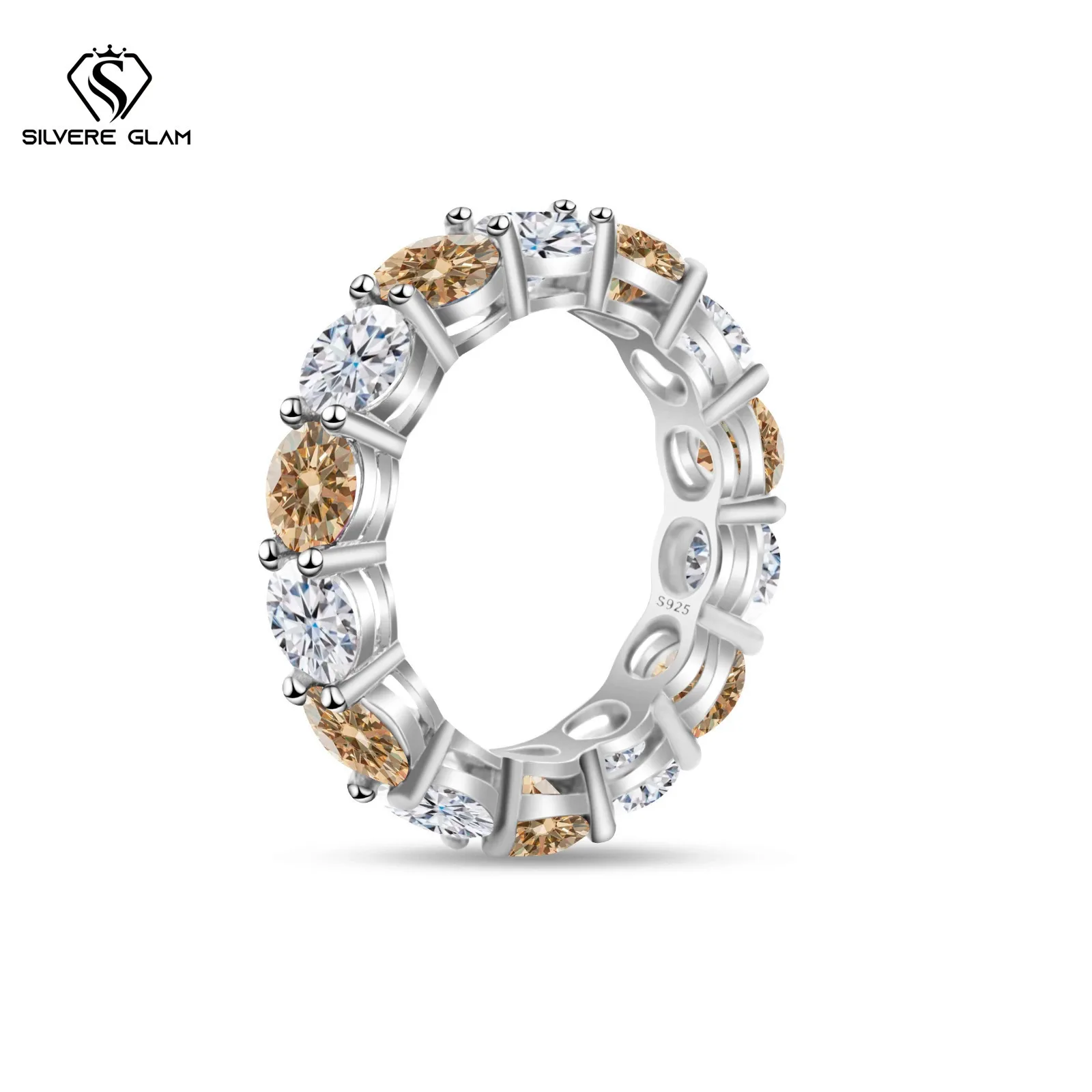 رائجة البيع S925 فضة خاتم 0.5*14CT D اللون مويسانيتي تألق غرامة مجوهرات خاتم للنساء هدايا حفلات الزفاف #3