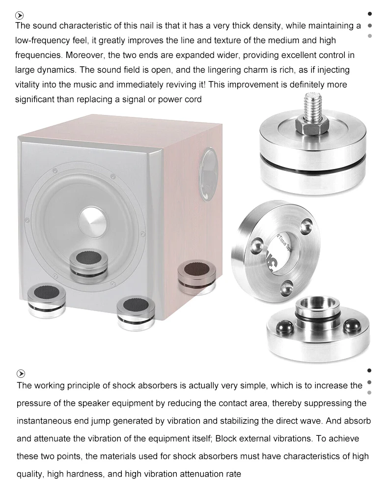 Hifi m8 spike xssh audio audiophile lautsprecher cd verstärker ständer aluminium edelstahl isolation fuß spike schock dämpfung pad – Detail 9
