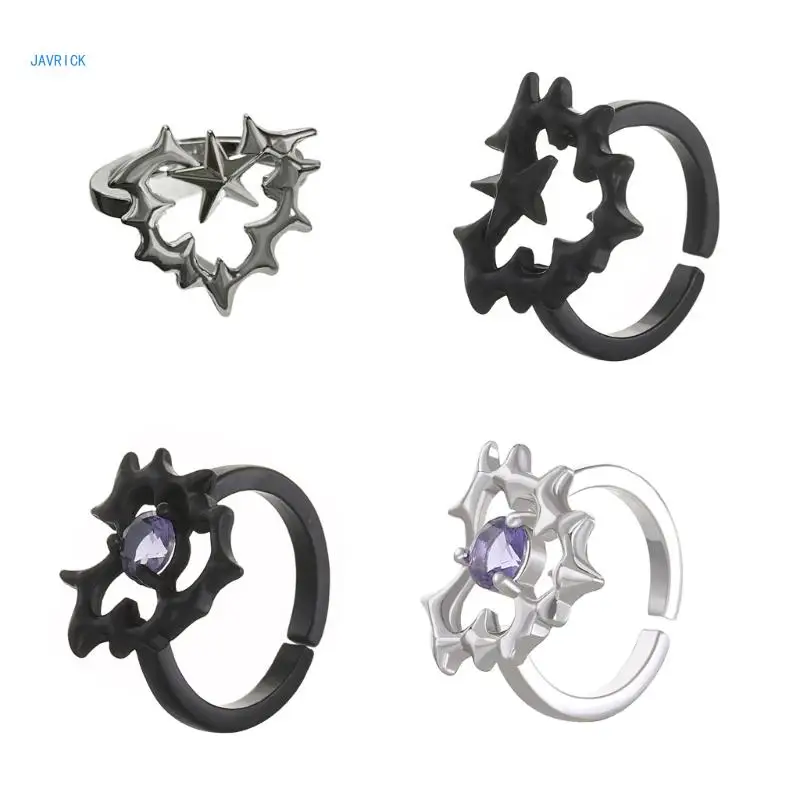 

Opening Finger Rings Thorn Adjustable Finger Rings Heart Shaped Alloy Material