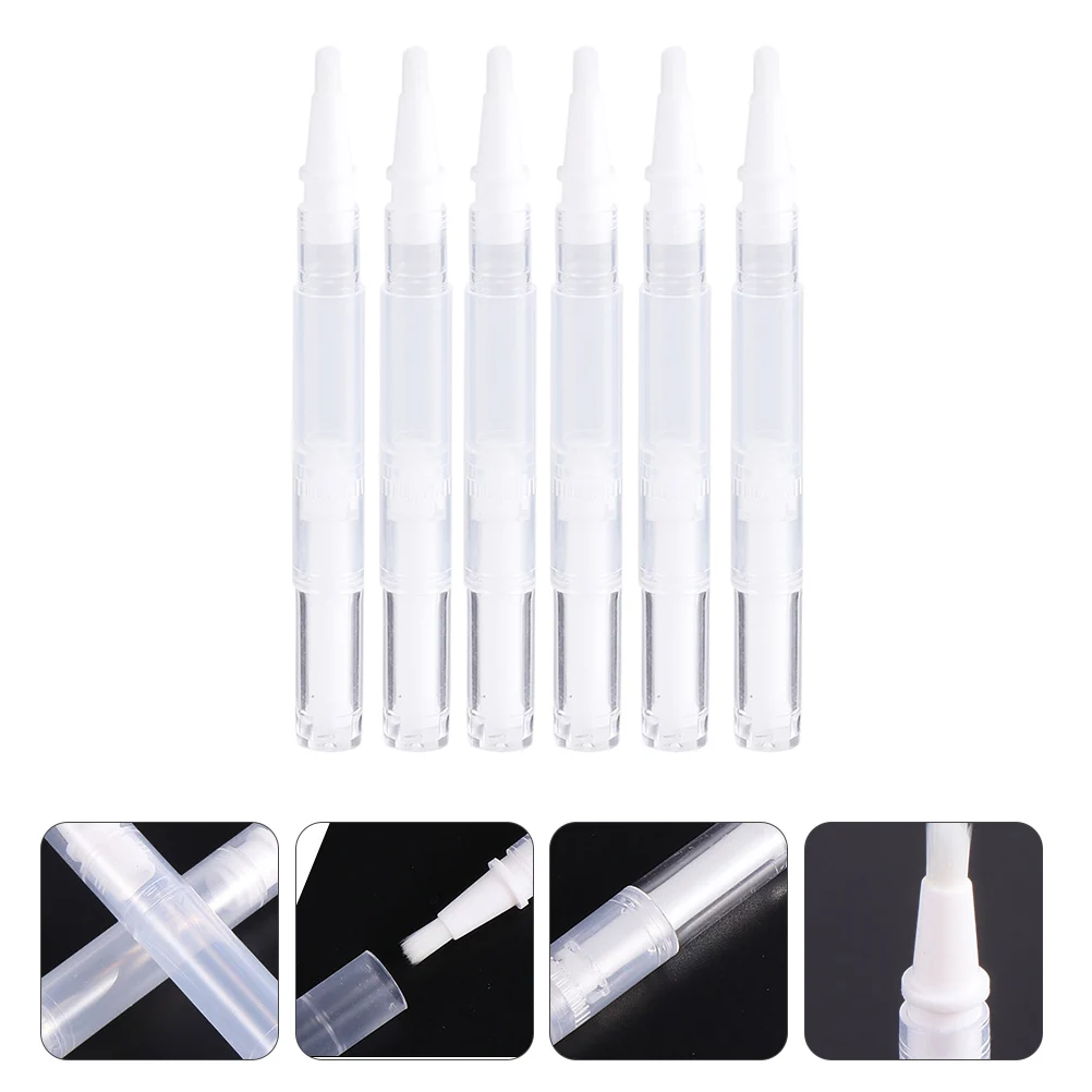 6Pcs Eyelash Growth Liquid Empty Pens Brush Tip Plastic Tubes Containers for Nail Oil Lip Gloss Essential Oil Travel