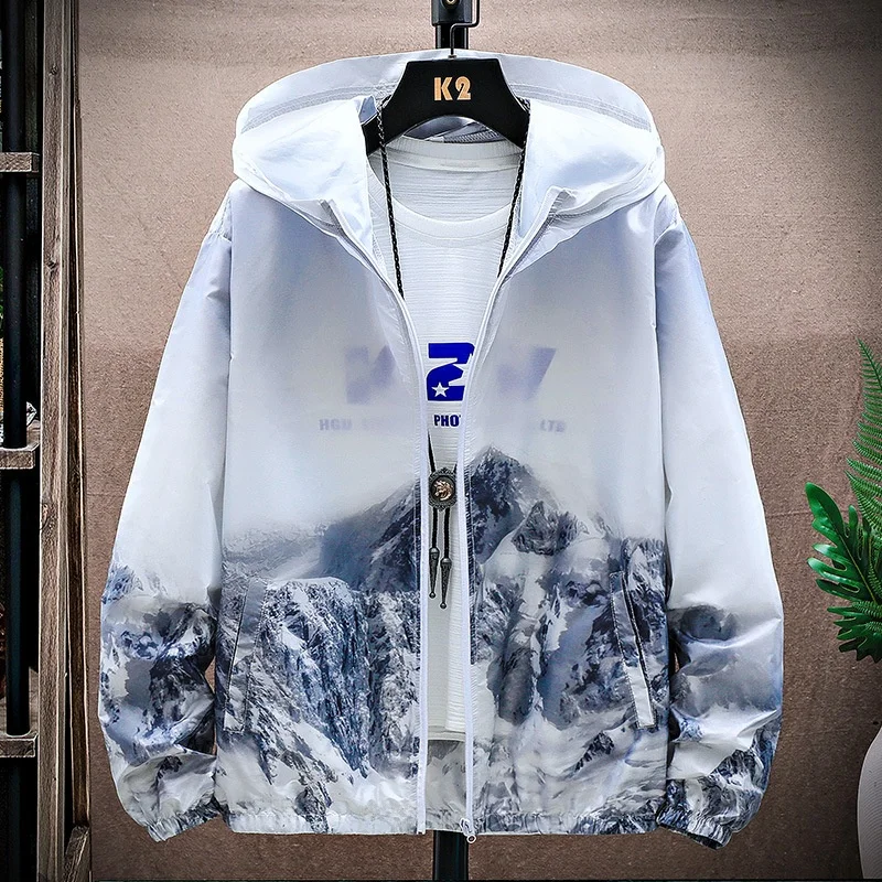 Men Ultra Thin Ice Silk Sun Protection Jacket, Breathable Trendy Sunscreen Coat for Students Summer Outdoor