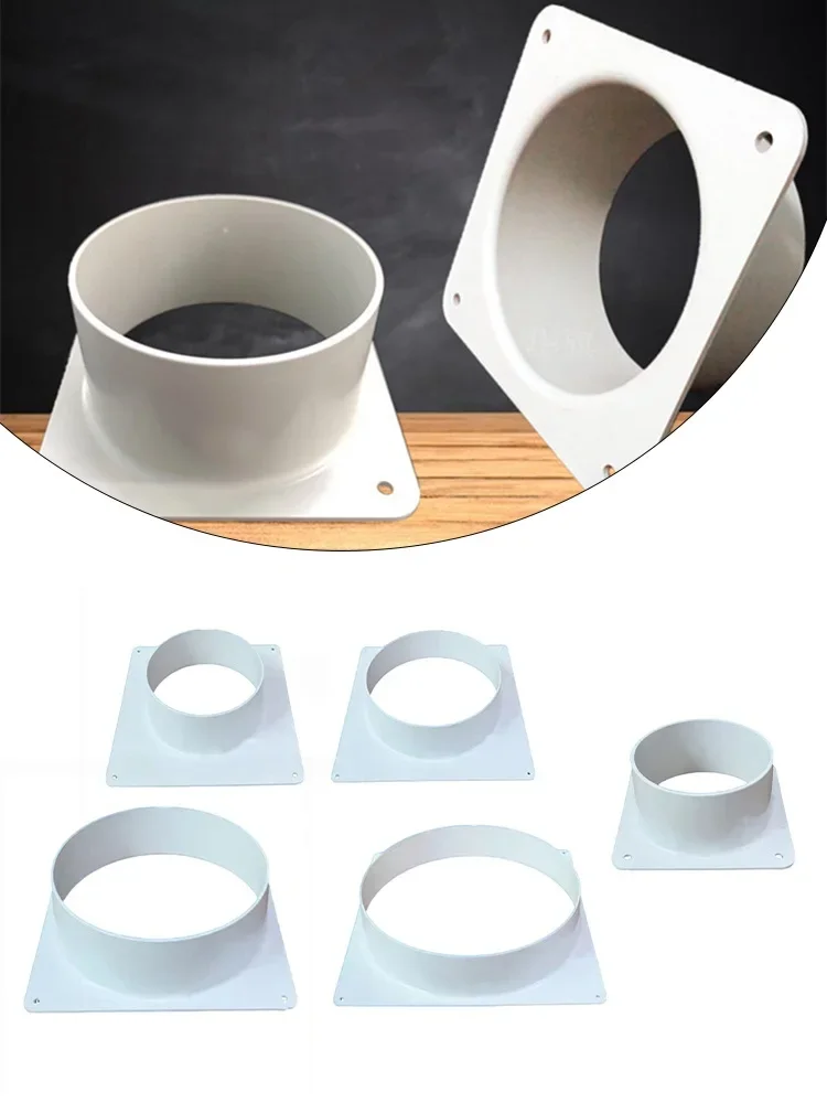 Air Vent Duct Connector Flange Straight Ventilation Pipe Square Bottom Ducting Tools For Air Vent Duct White Color Plastic Mater