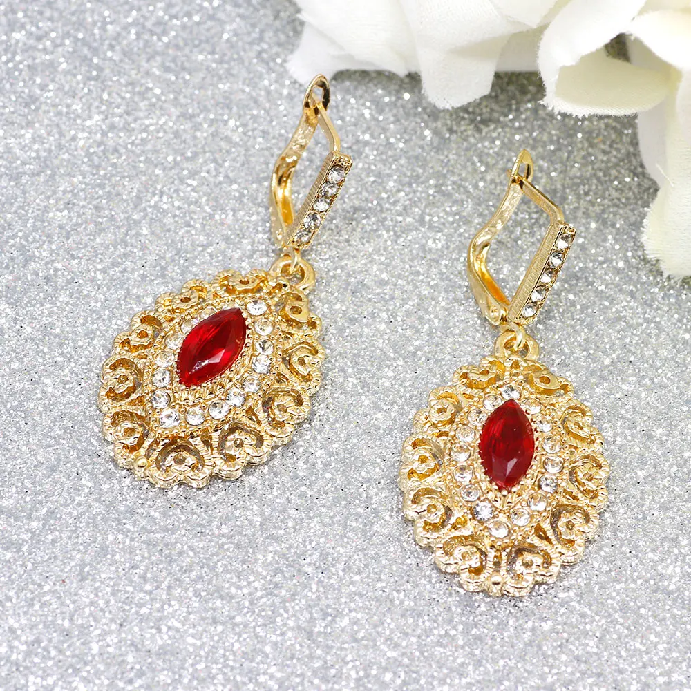 Neovisson Shining Gold Color Bohemia Earring Wedding Jewelry Women Flower Drop Earrings Handmade Body Jewelry Love Gift