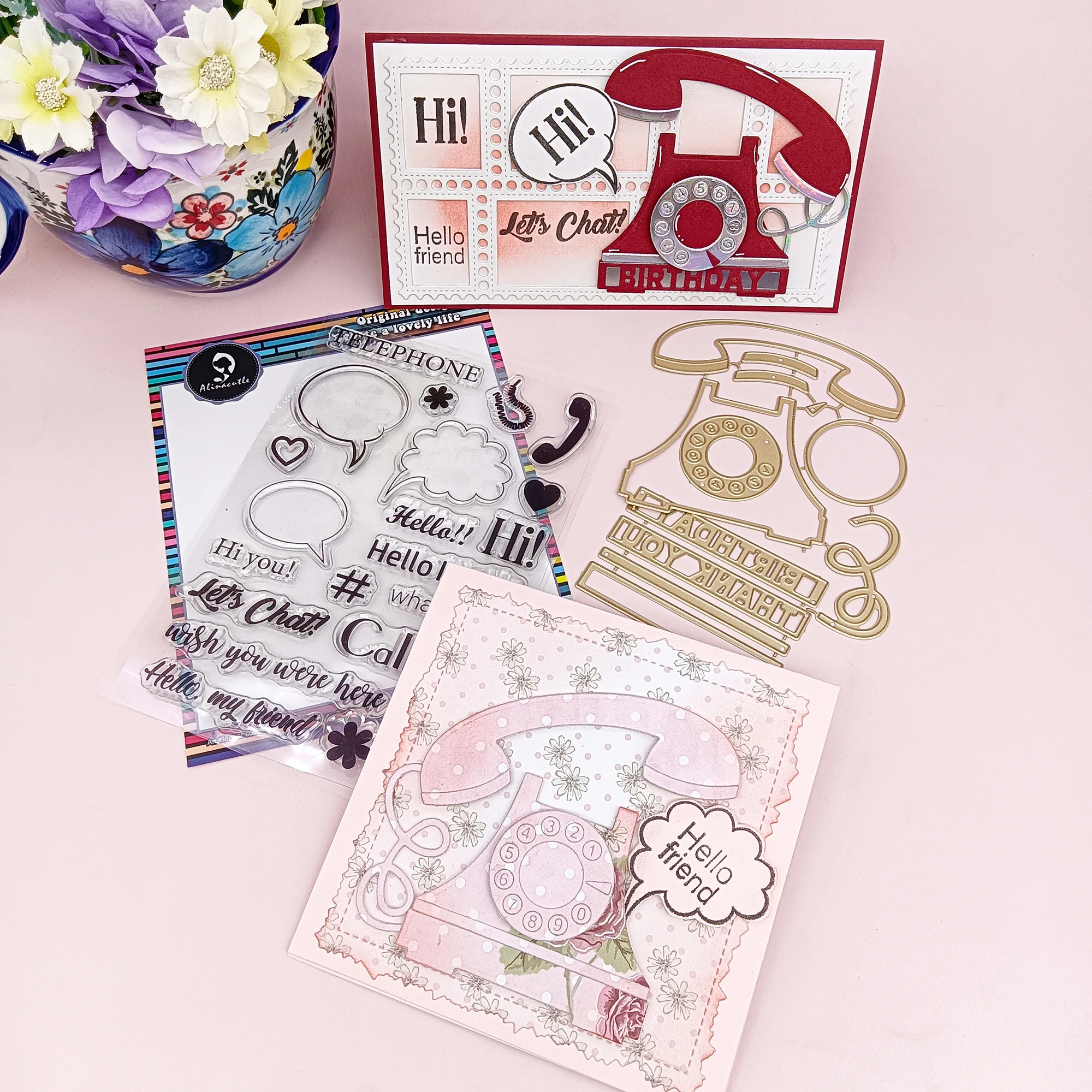 1 Stück Call Me/Nachricht, transparenter Stempel oder 1 Stück Telefon-Metall-Stanzform für Scrapbooking, Geschenk, Papierhandwerk, handgefertigte Kartenherstellung