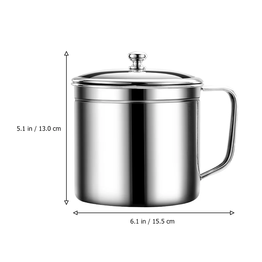 

Stainless Steel Strainer Pot Household Grease Can Filter Mesh Oil Storage Container Kitchen Supply Reusable Oil Holder