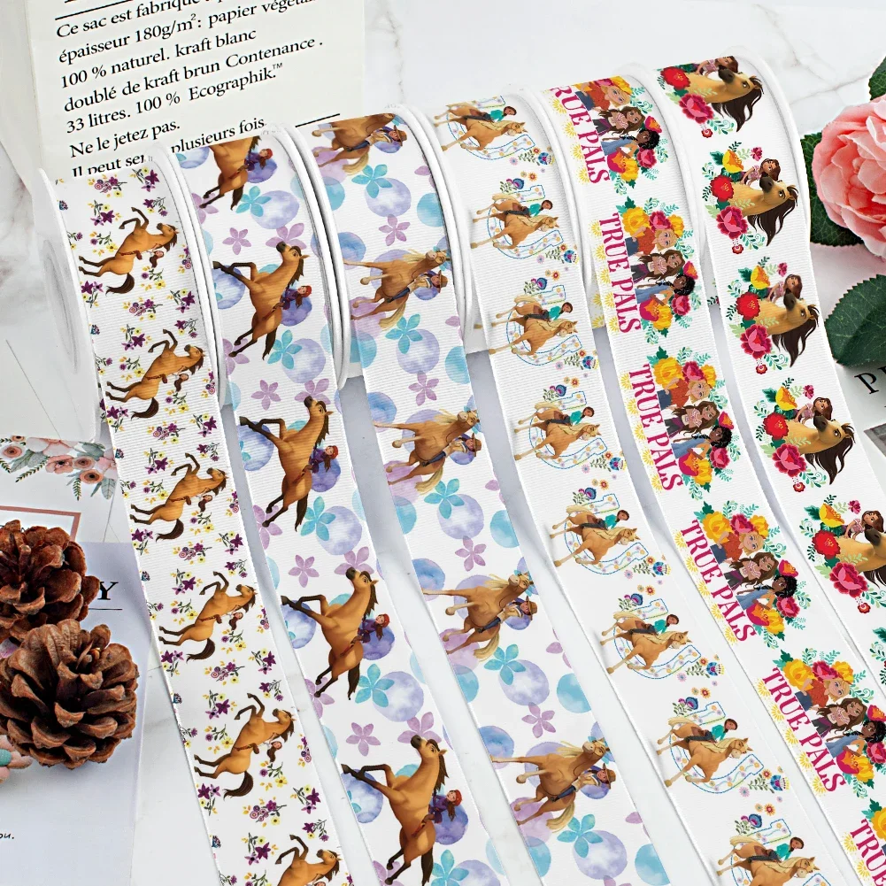 

Cartoon Grosgrain Ribbon Horse and Girl Printed Satin For Hair Bows DIY Crafts Handmade Accessories Wedding Decor 10 yards