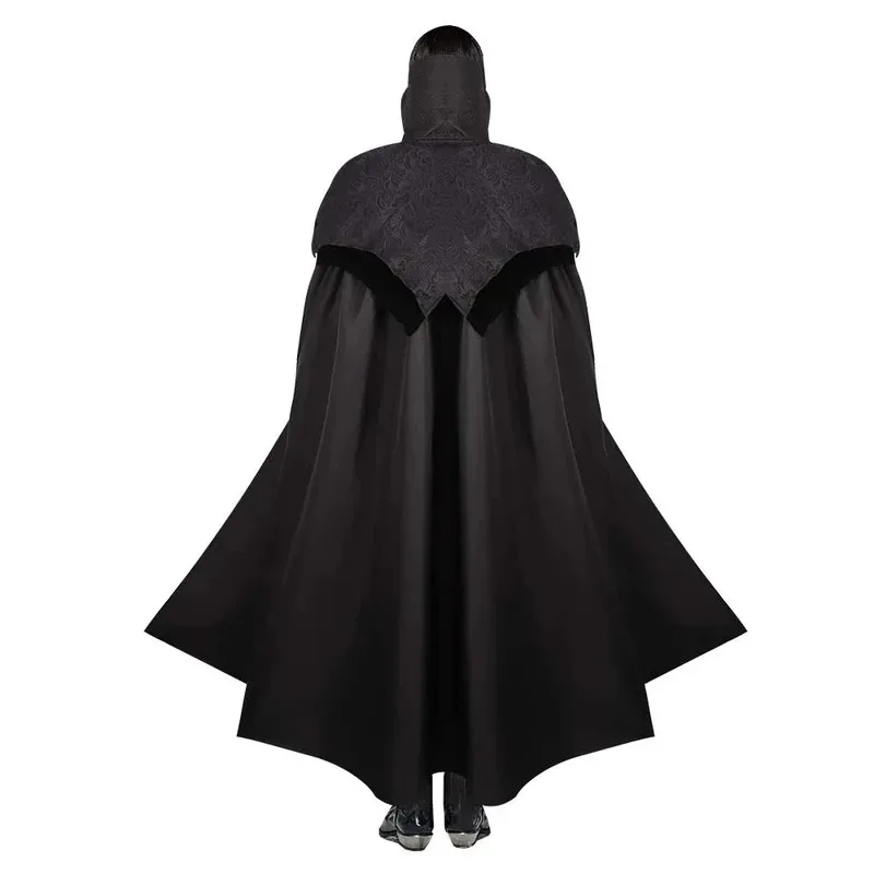 Mantello lungo gotico nobile da uomo con orlo grande, colletto alla coreana da vampiro, mantello Steampunk, cosplay, poncho medievale di Halloween