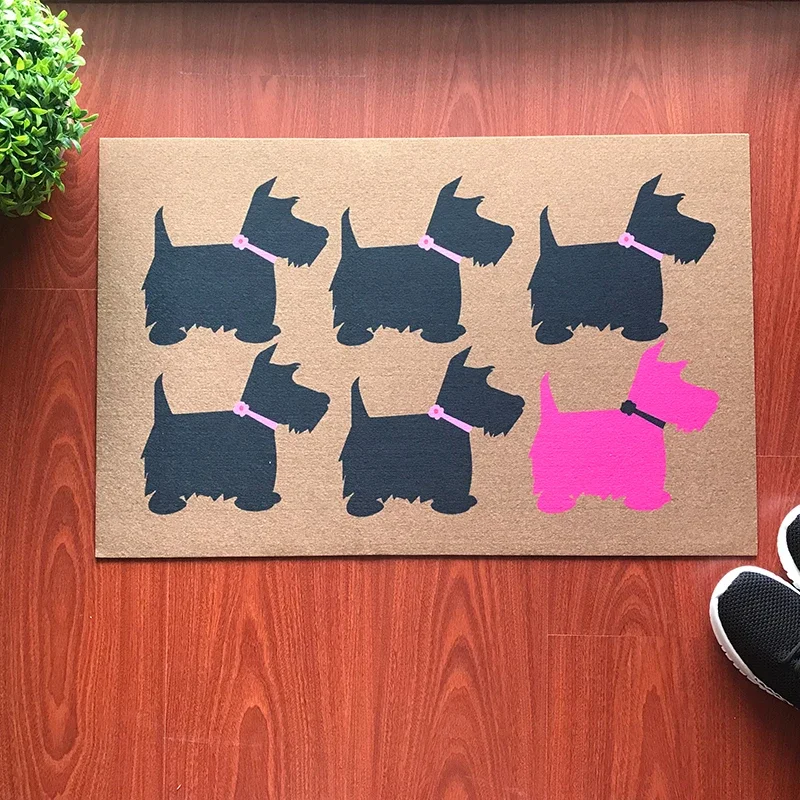 Doormat Entrance Floor Mat Funny Door Mat Scotty Dog Designed Non-slip Doormat 23.6 by 15.7 Inch Non-woven Fabric