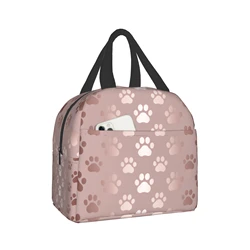 Sac à lunch isotherme imprimé pour animaux de compagnie, sac isotherme, mignon, empreinte de patte, femmes, hommes, adolescents, chiens, chats, sac isotherme, pique-nique, travail scolaire