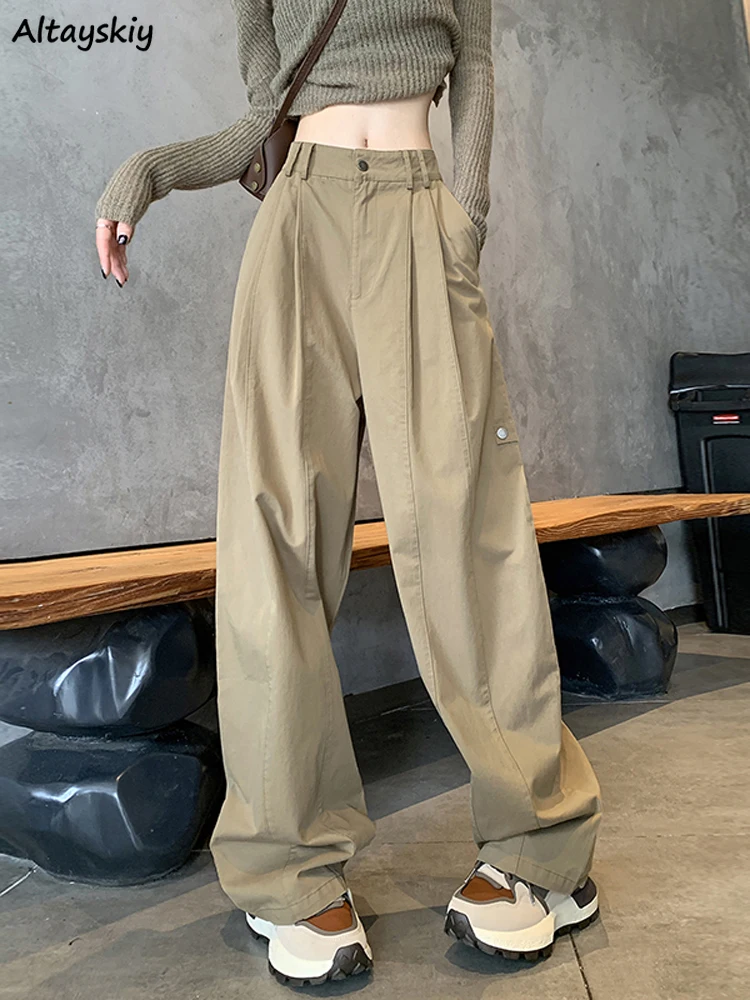 

Брюки-карго Женские Мешковатые с высокой талией, универсальные повседневные брюки, уличная одежда, винтажные модные спортивные с карманами, весна-осень