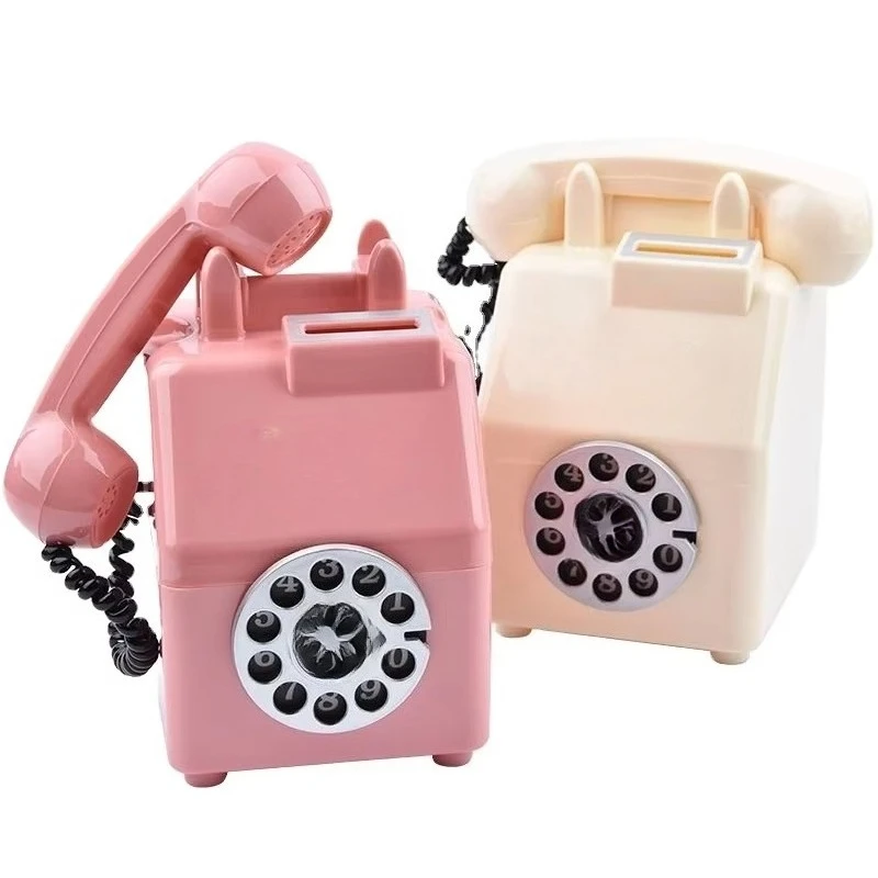 1Pc creative cute retro old-fashioned phone shape men's and women's piggy banks children's gifts home decoration piggy banks