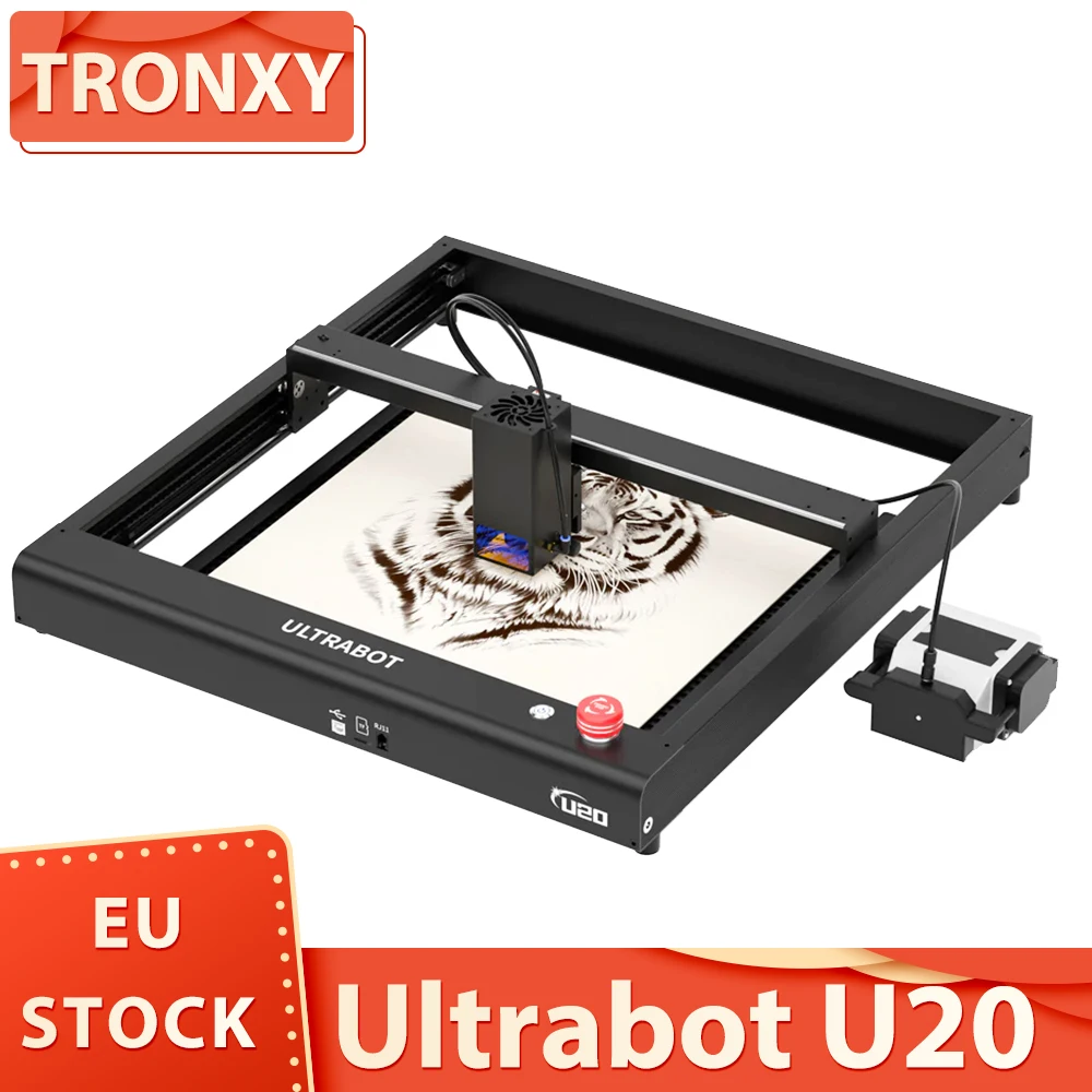 TRONXY Ultrabot U20 20W Laser Engraver, Protective Cover, Air Assist Pump, 360° Rotating Roller, 0.15mm Accuracy, 420x400x60mm