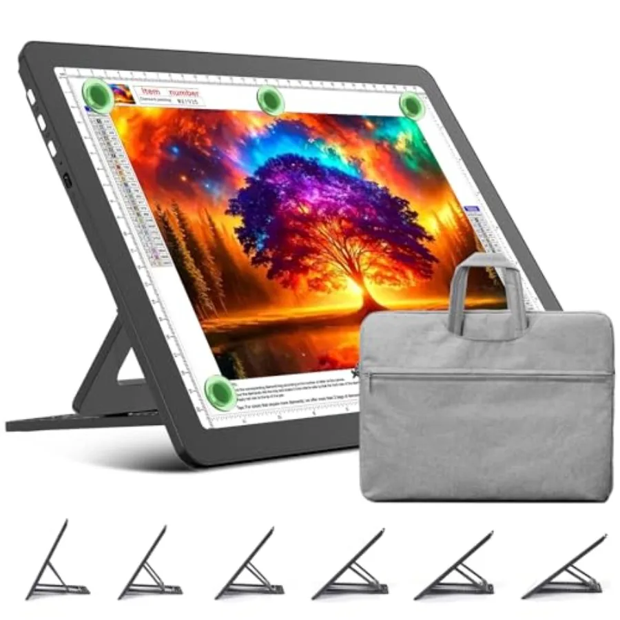 

Rechargeable Light Board, Bag, Super Bright Magnetic Light Pad with Side Buttons, Wireless Light Box for Tracing and Drawing, C