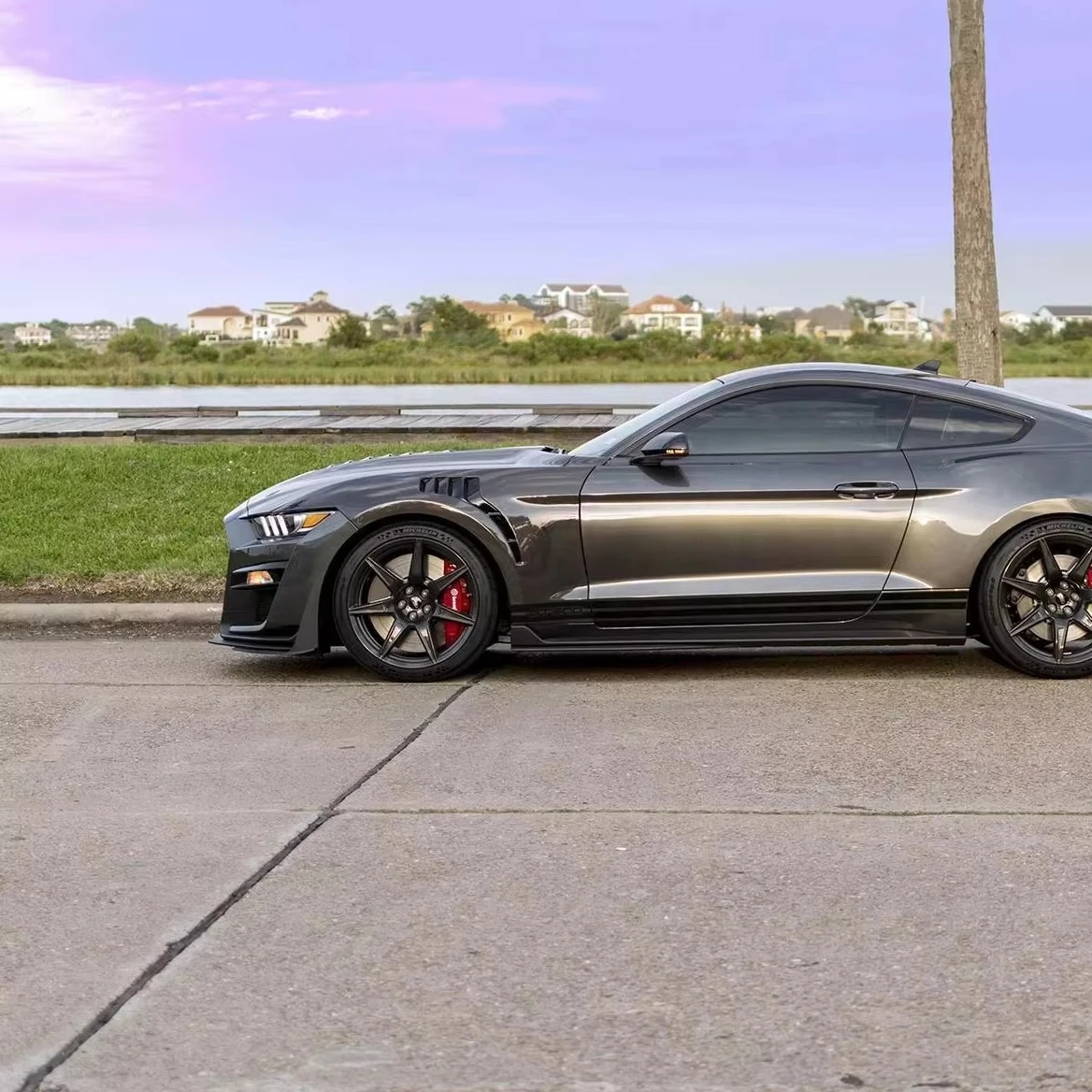 Carbon Fiber Side Fenders for Ford Mustang 2018-2023 AC Style Real Carbon Fiber Side Fender Regular Style .