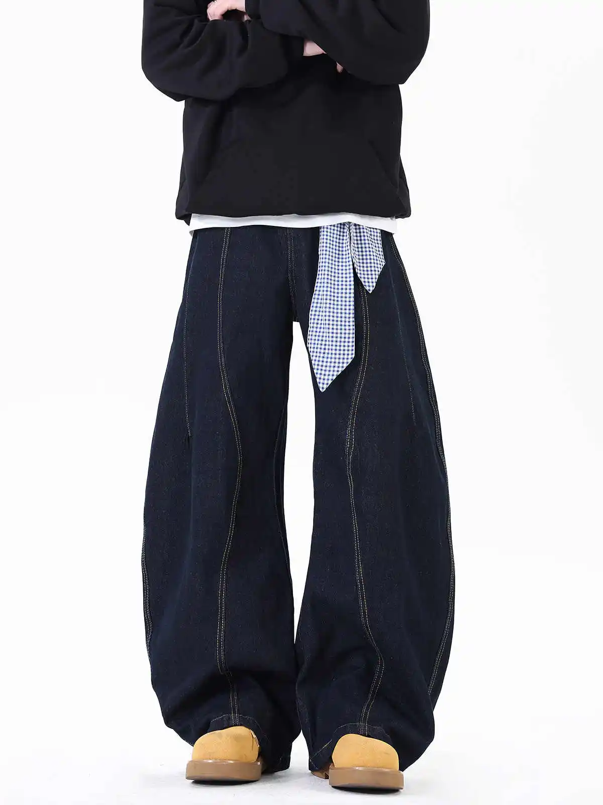 بنطلون جينز نسائي أزرق داكن Y2k مضيئة هاراجوكو عتيق فضفاض صديقها من قماش الدنيم بنطلون جينز جاكار على الطراز الياباني 2000s 2025