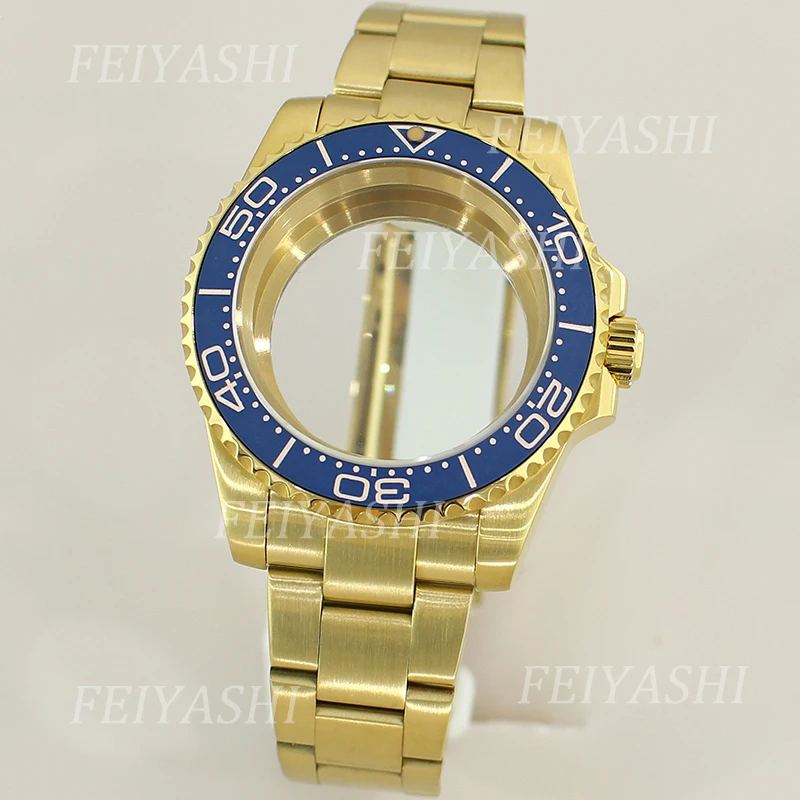 Gold 40mm Watch Case 316L Stainless Steel For Seiko NH35 NH34 NH36 NH38 Miyota 8215 ETA 2824 Movement 28.5mm Dial Replace parts