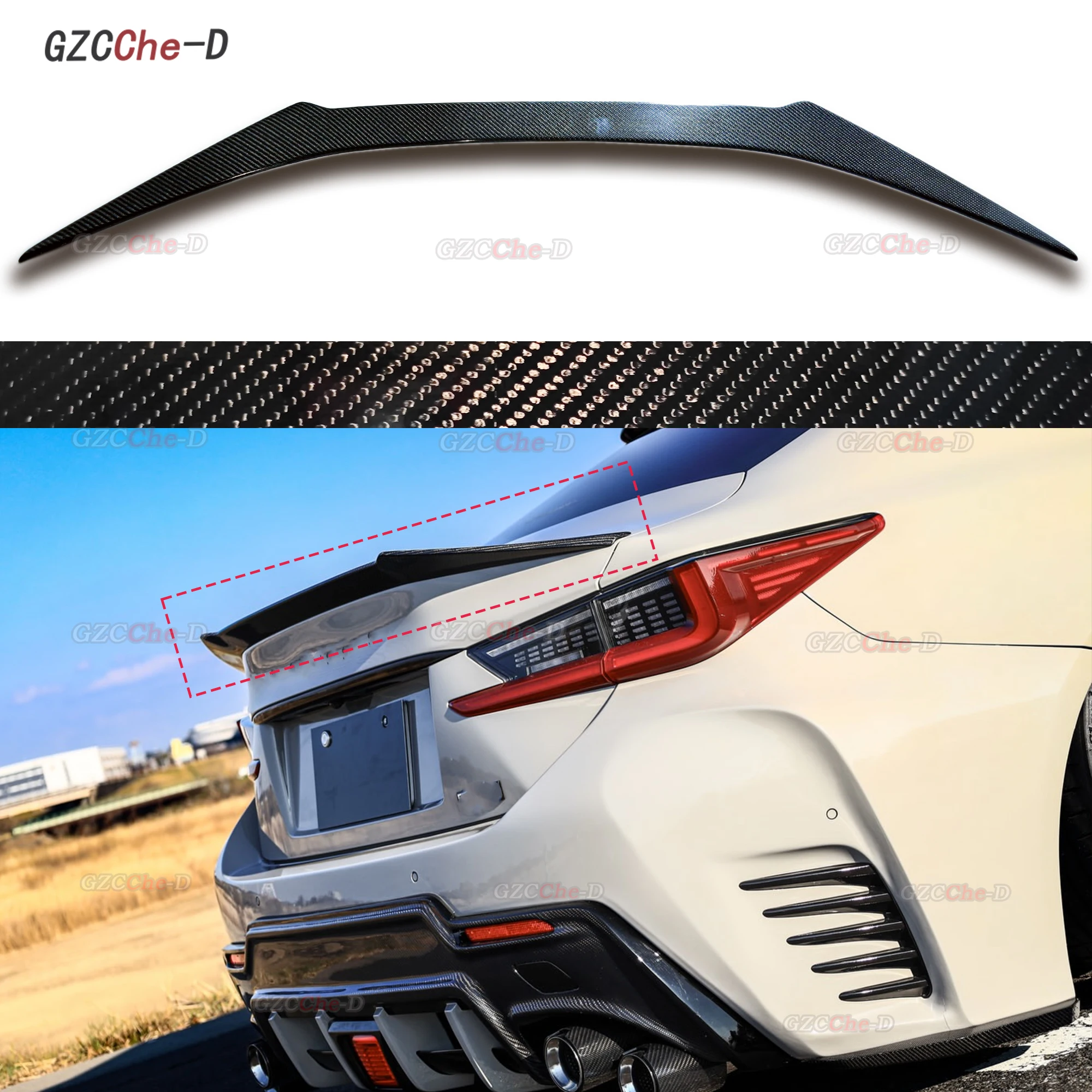 For 2014-2025 Lexus RC carbon fiber material rear spoiler diffuser trunk aerodynamic kit rear wing decoration accessories