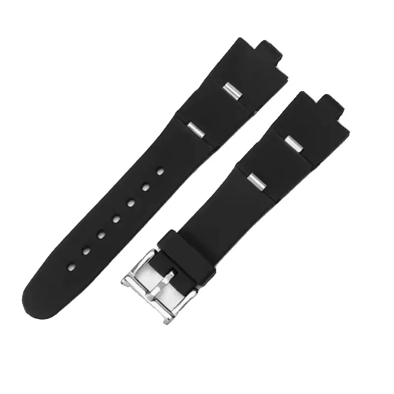 High Quality Dust Free Waterproof Men Women Sports Silicone Black Watchbands for Bvlgari Stainless Steel Buckle Watch Strap