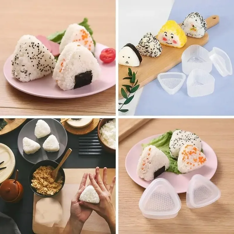 4PCS Sushi Mold Box Transparent Triangular Sushi Maker Mold Onigiri Rice Ball Food Press Sushi Kit Kitchen Bento Accessorie