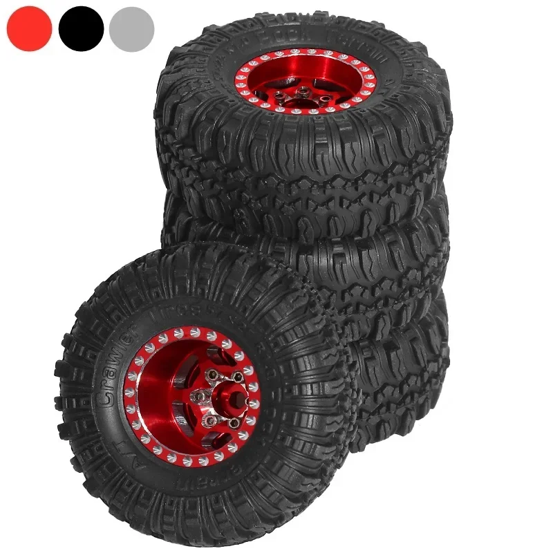 

4pcs 57mm 1.0" Metal Beadlock Wheel Tire Set For 1/18 1/24 RC Crawler Car TRX4M SCX24 AX24 FCX24 Upgrade Parts Accessories