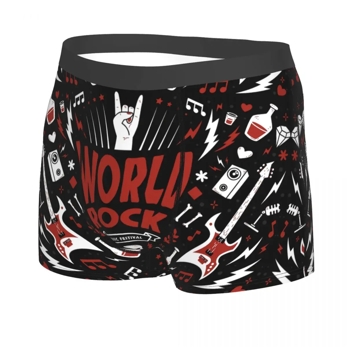 Custom World Rock Boxers Shorts Men's Heavy Metal Music Skull Briefs Underwear Novelty Underpants