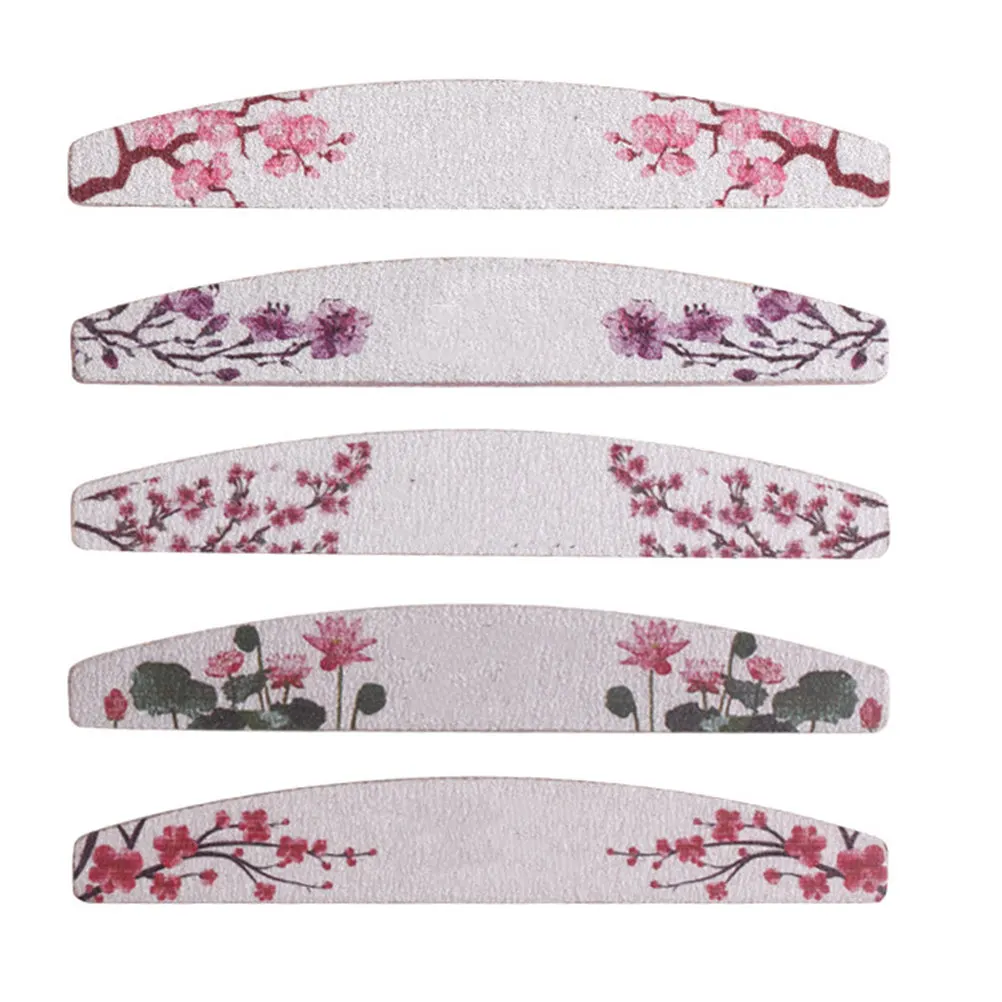 

5pcs Flower Nail Files Files Double Sided Gel Polishing Strips Manicure Pedicure Tools Flower Design Salon Quality