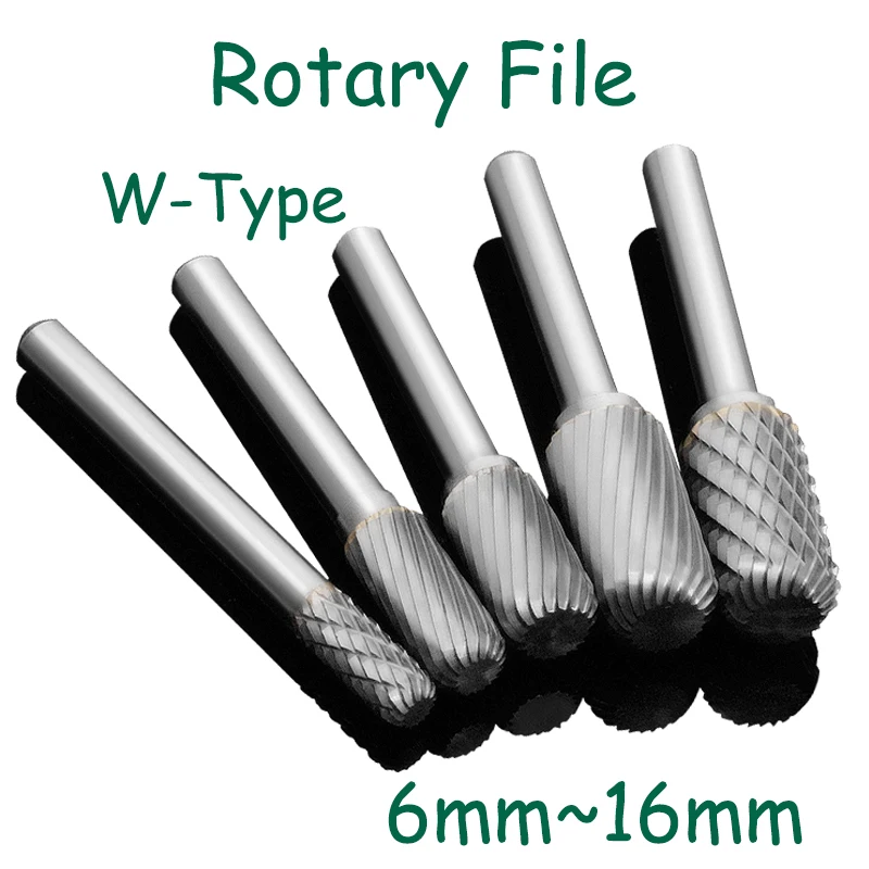 

Tungsten Steel Alloy Rotary File Metal Grinding Head Milling Cutter W-Type Cylindrical Semi-Circular Wood Carving 6mm Handle