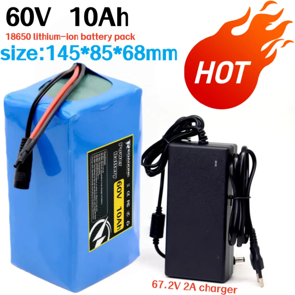 

Аккумулятор 60 В, 10 Ач, 16S2P, 18650, литиевый аккумулятор с BMS для мотоциклов, скутеров, электрических инвалидных колясок, двигателей мощностью 200–500 Вт.
