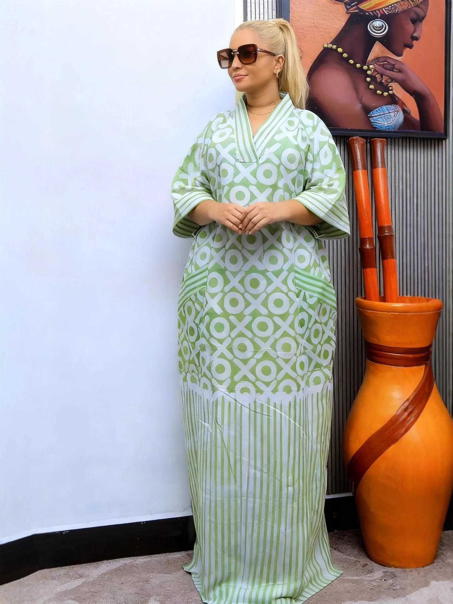 2026 recién llegados mujeres sueltas/señora verano maxi vestido largo estampado manga corta abayas estilo africano