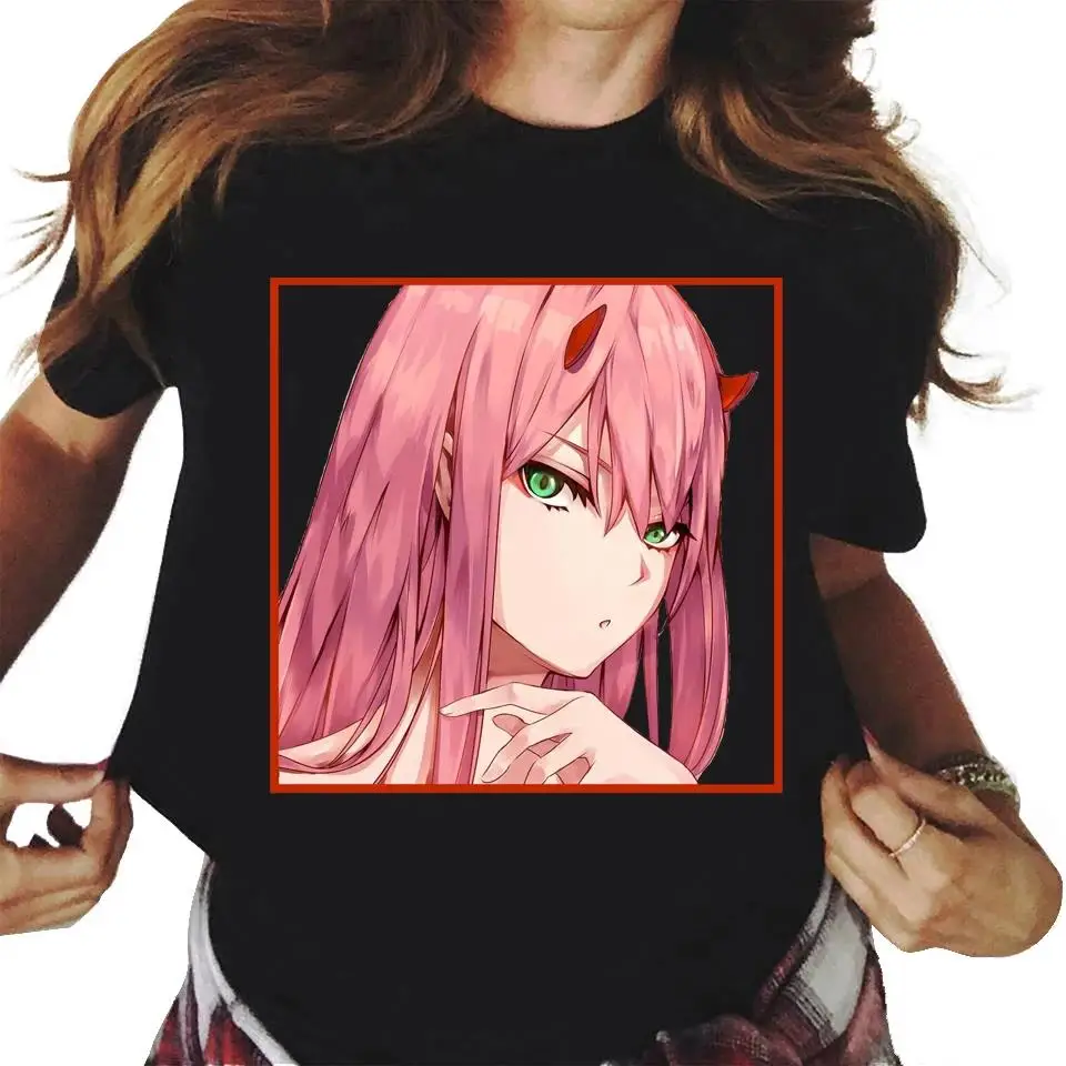 Anime Darling In The Franxx Zero Two Print T Shirt Men Women Fashion Casual Streetwear Short Sleeve Plus Size Unisex T Shirt