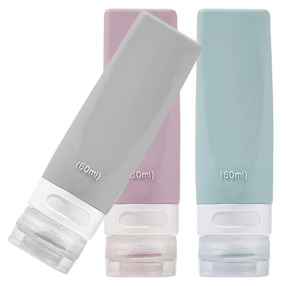 3Pcs Travel Bottle Set Travel Size Silicone Lotion Shampoo Containers 60ml Reusable Portable Toiletry Bottles Shampoo Bottles