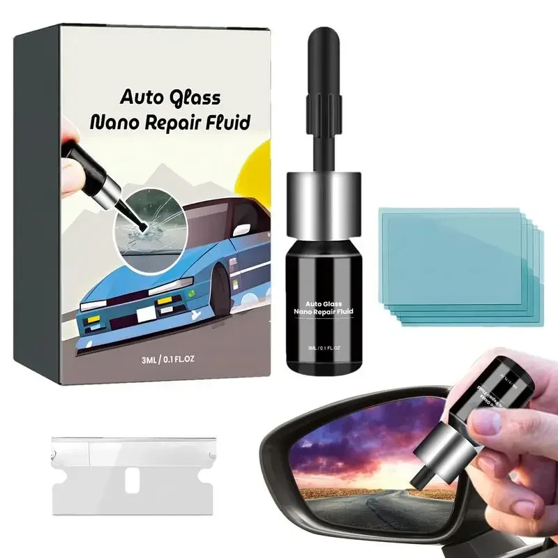 Glass Nano Repair Fluid Cracked Glass Repair Kit Fixing Chips Cracks Star-Shaped Crack Nano Fluid Filler for Cars Wind Shield