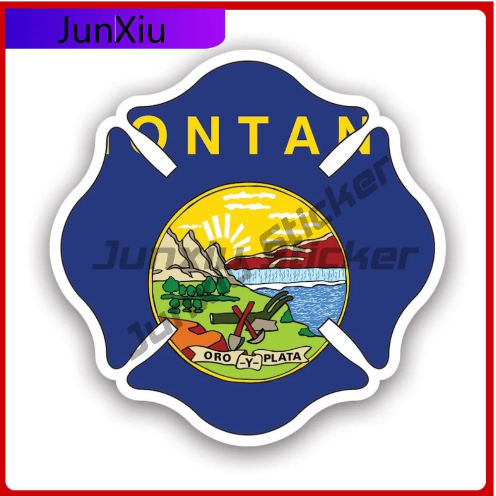 

Montana State Maltese Cross Shaped Sticker Cute Window Waterproof Vinyl Decal For Motorcycle Helmet Fun Decor Fun Creative