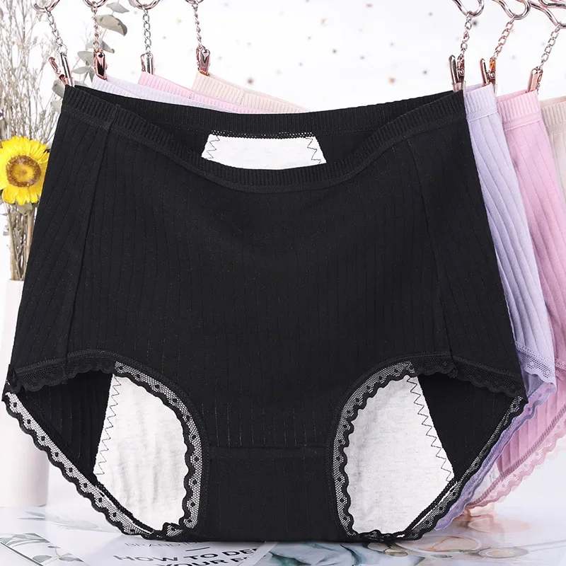 High Waist Cotton Underwear Girl Menstrual Panties женские трусы Women's Physiological Briefs Ladies Period Leak Proof Panty