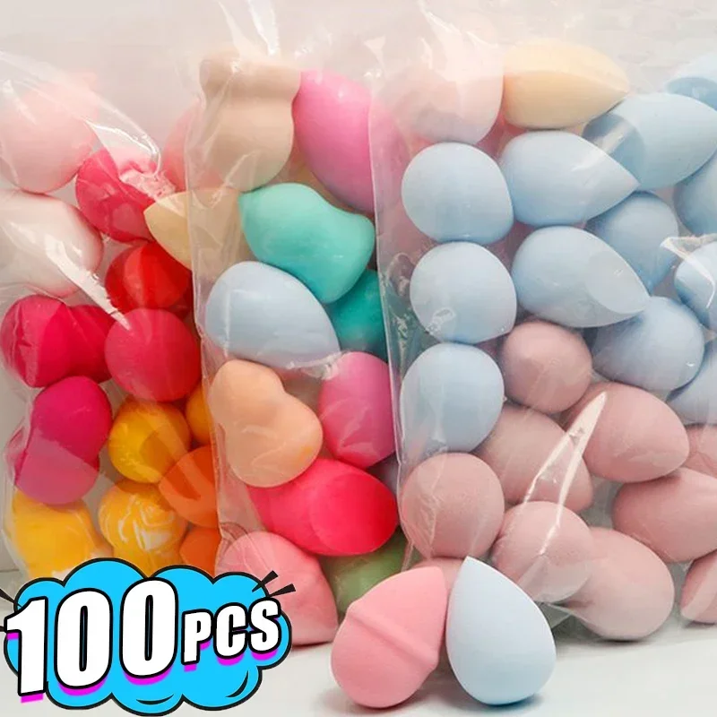 100szt Mini gąbka do makijażu na sucho i na mokro Puszki do twarzy Puder jaja Puff kosmetyczny do mieszania podkładu Puder Gourd Narzędzia do kropli wody