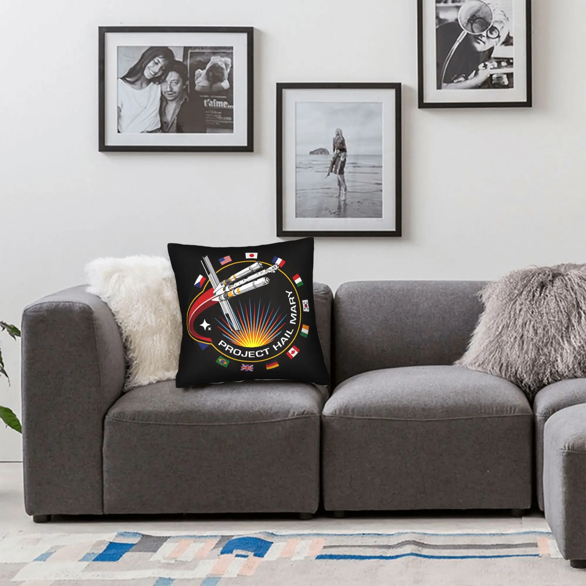 Project Hail Mary  Pillow Case Spaceship Mission Badge Soft Pillow Cover Retro Trendy Cushion Cover For Chair Sofa Home Decor