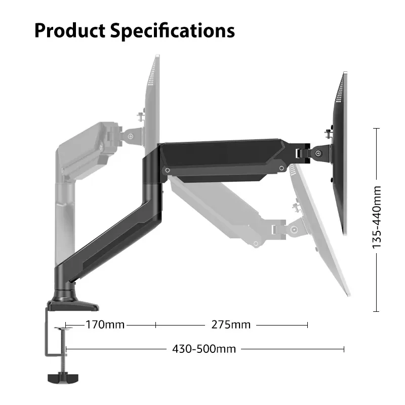 Bewiser-Support de bureau pour bras de moniteur, capacité de poids de 13 à 32 pouces, jusqu\'à 19.8 artériel (9kg), écran rapide, ket recommande une