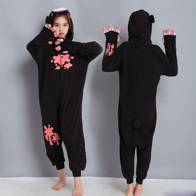 Gloomy Bear Unisex Adult Kigurumi Pajamas Anime Cosplay Costume Onesie Sleepwear Cartoon black bear with pink bear