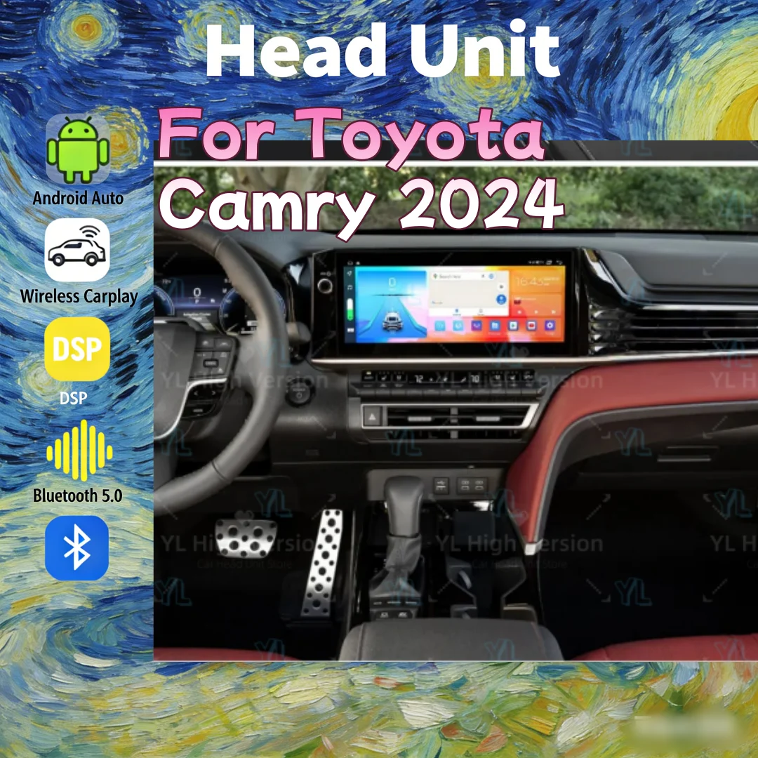 Android 14 For Toyota Camry 2025 Car Multimedia Player GPS Head Unit Stereo Receiver Radio Android Auto & Wireless CarPlay QLED