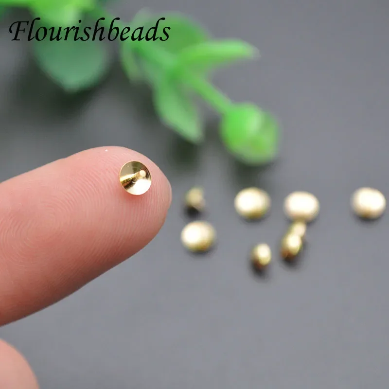 Wholesale 300pcs 3mm 4mm Gold Plating Nickel Free Crew Eyes Bails Drilled Beads End Caps for DIY  Connectors Jewelry Findings