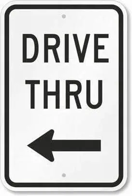 Drive Thru (with Left Arrow) Sign Unique Tin Metal Sign Warning Sign Wall Decor Street Sign 8x12 sign