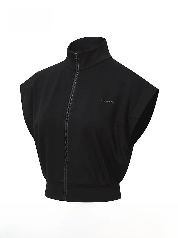 

Летняя женская футболка Bosideng 2025: модная, с воротником-стойкой, для активного отдыха, удобный крой, акцент на талии, однотонная