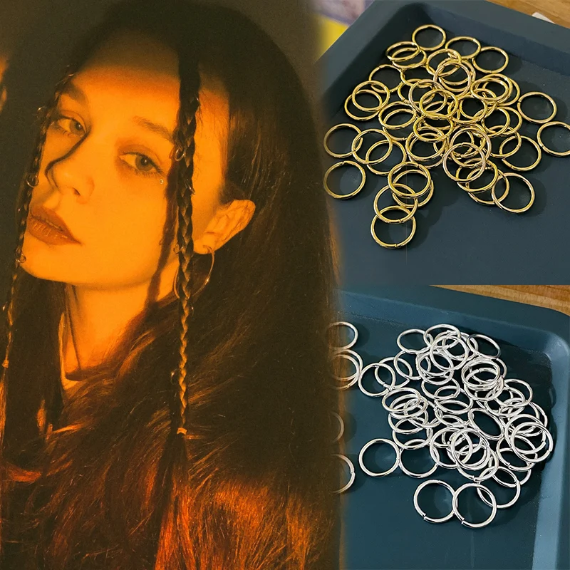 10-50Pcs 10-16mm Hair Rings Metal African Braid Dreadlocks Bead Hair Cuffs Dread Tube Charm Girls Hair Accessories Styling Tool