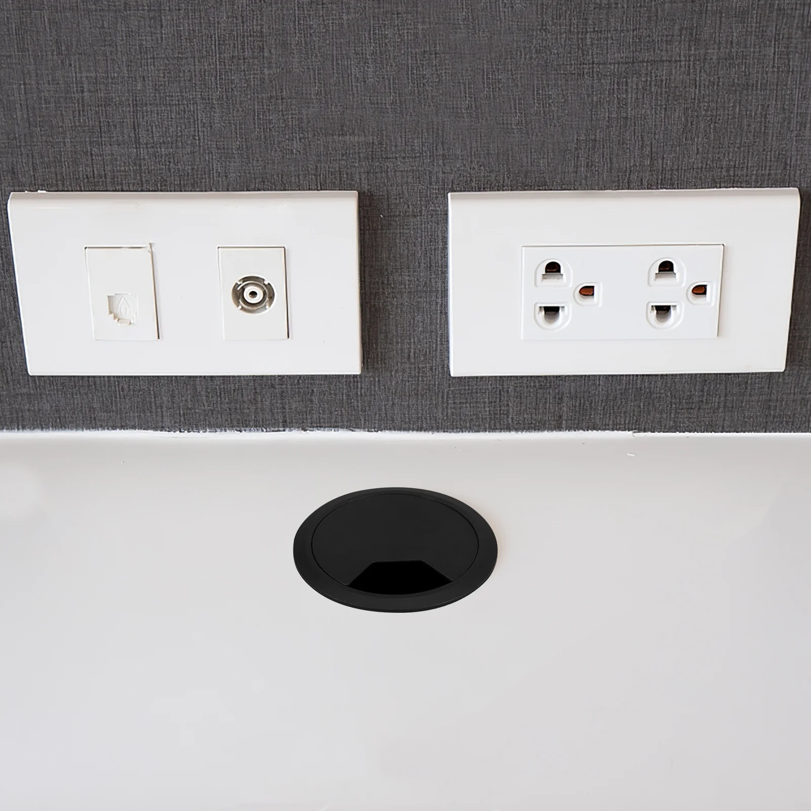 

9pcs Cable Grommet For Hole Desktop Plastic Cover Desk Wire Organizer Rotatable Flip Cover For Office Pc Table Countertop